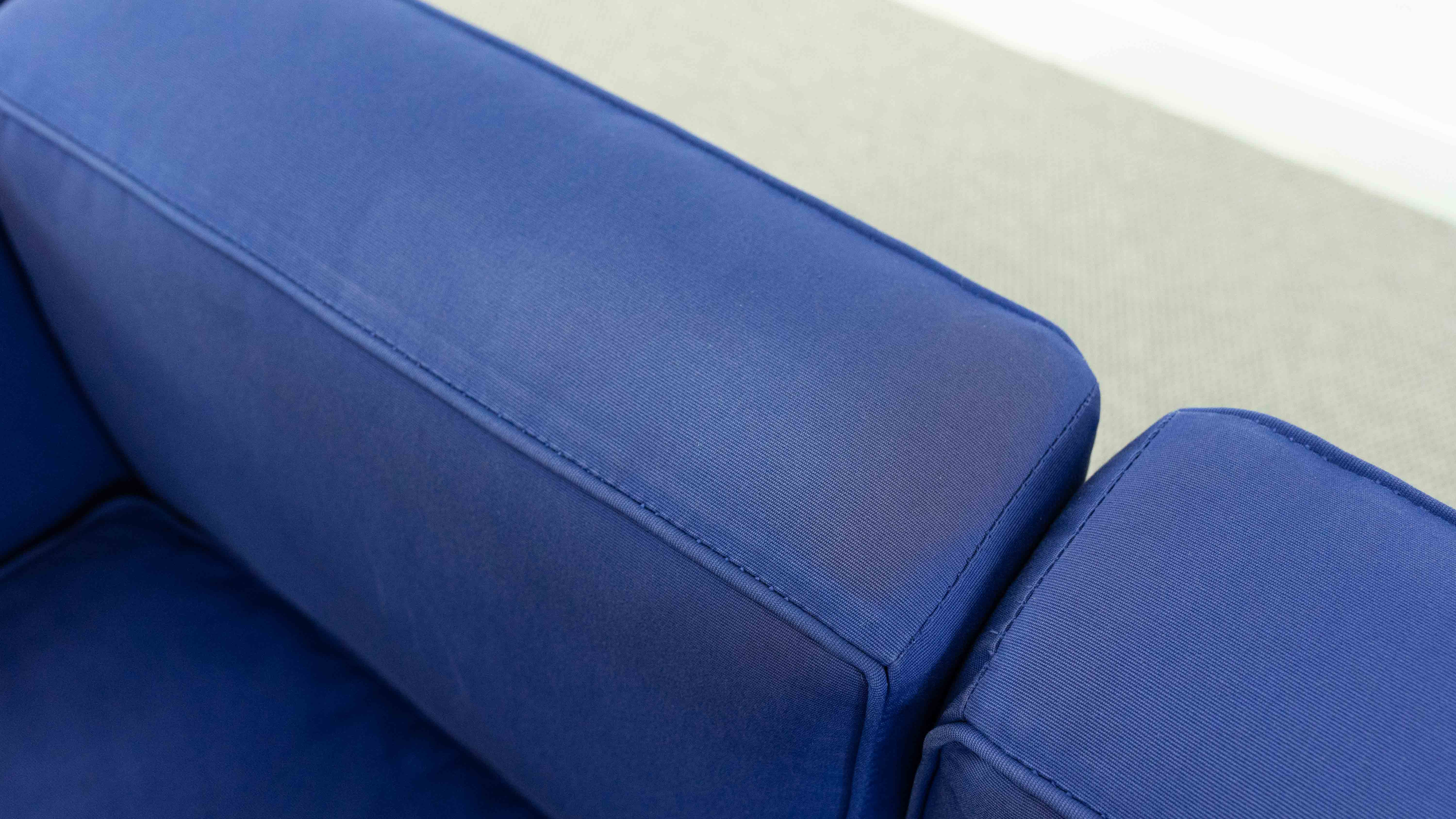 Cassina LC2 3seat Sofa by Charlotte Perriand, Le Corbusier and Pierre Jeanneret in blue fabrics