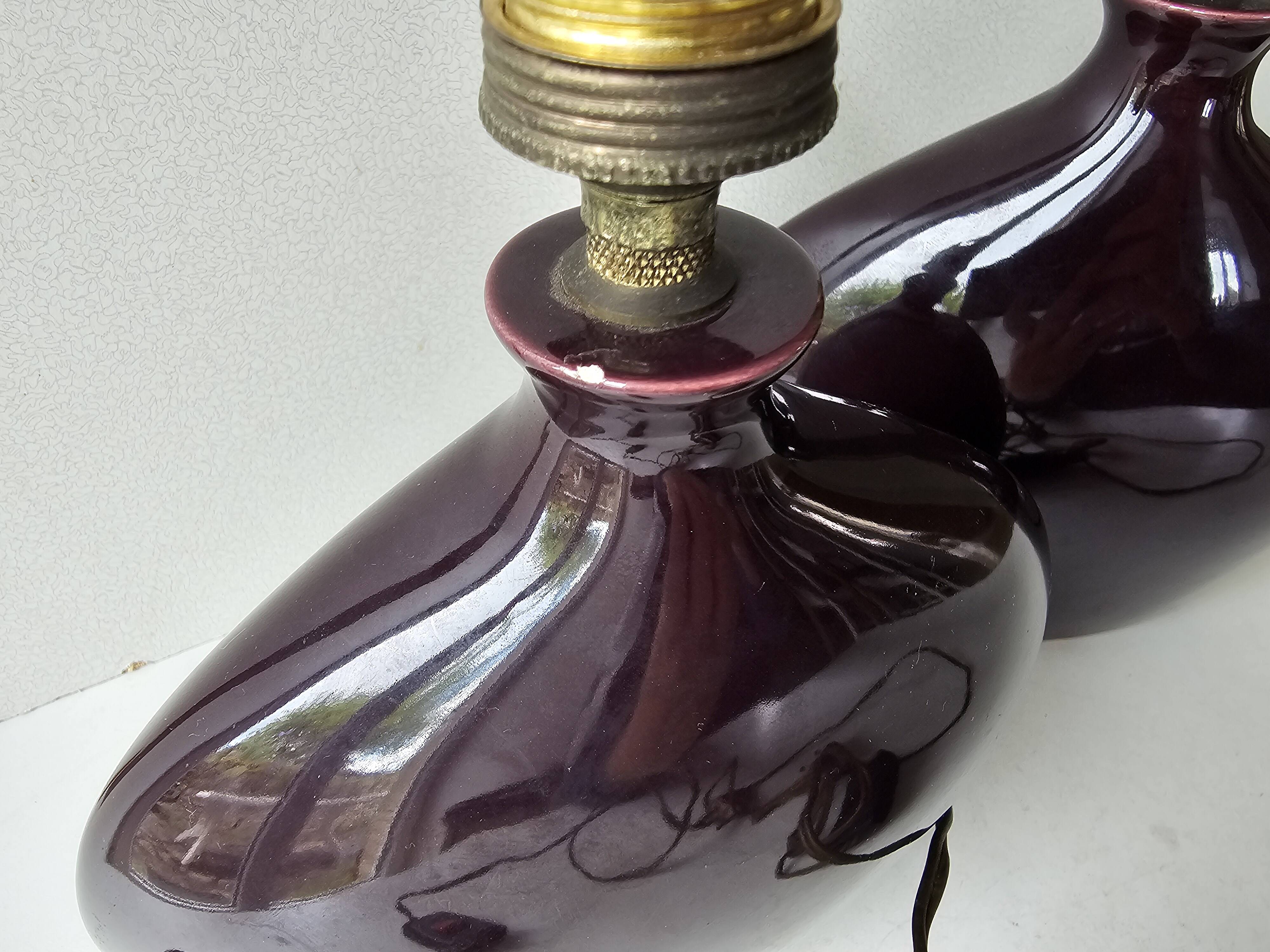 Set of 2 Mauve Ceramic Table Lamps