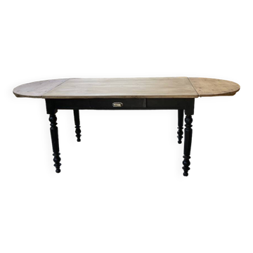 Table de ferme en pin ovale avec allonges 2m