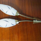 Pair of double opaline and brass wall lights from the 1960s-1970s.