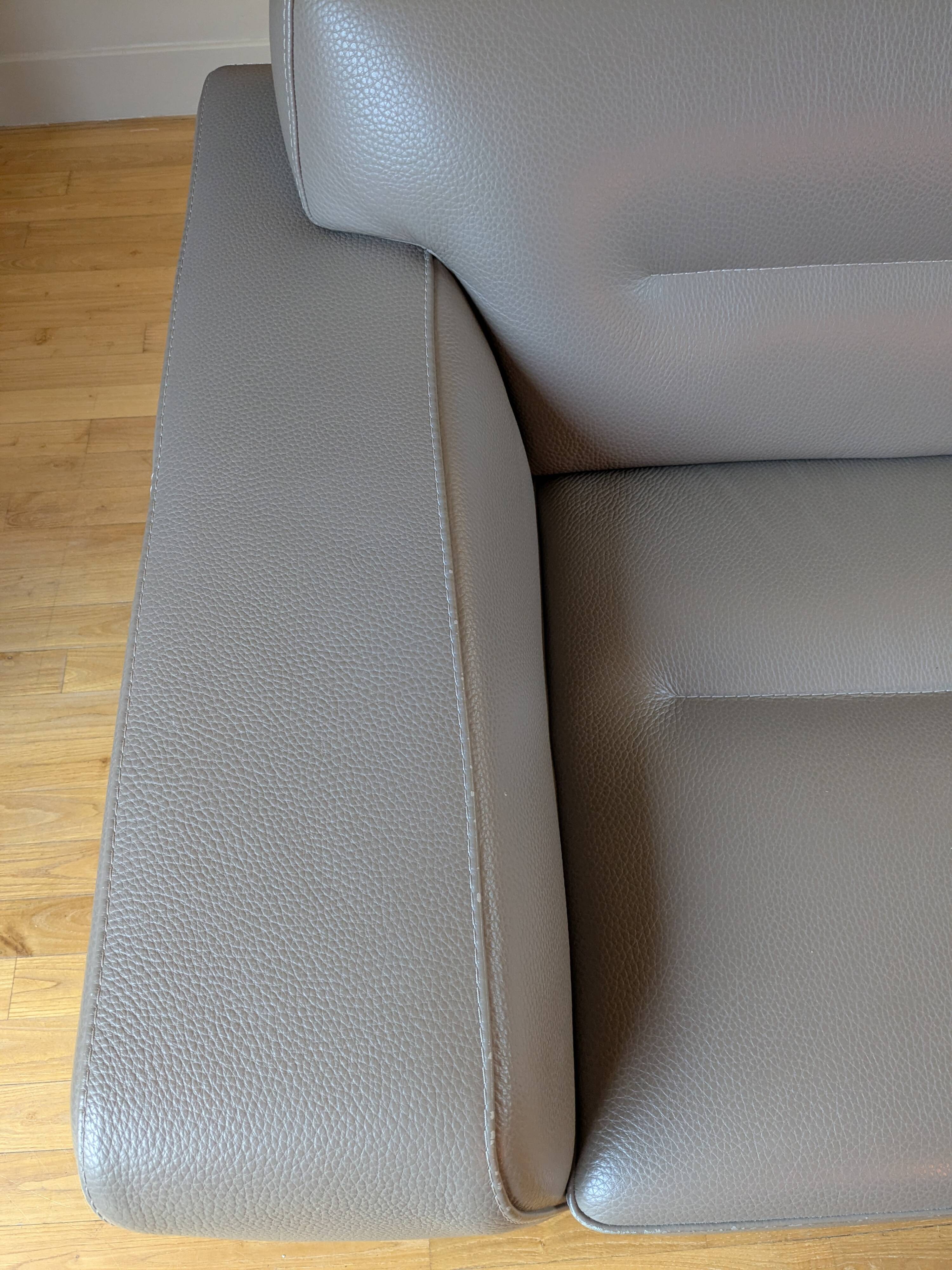Grey leather sofa Rochebobois