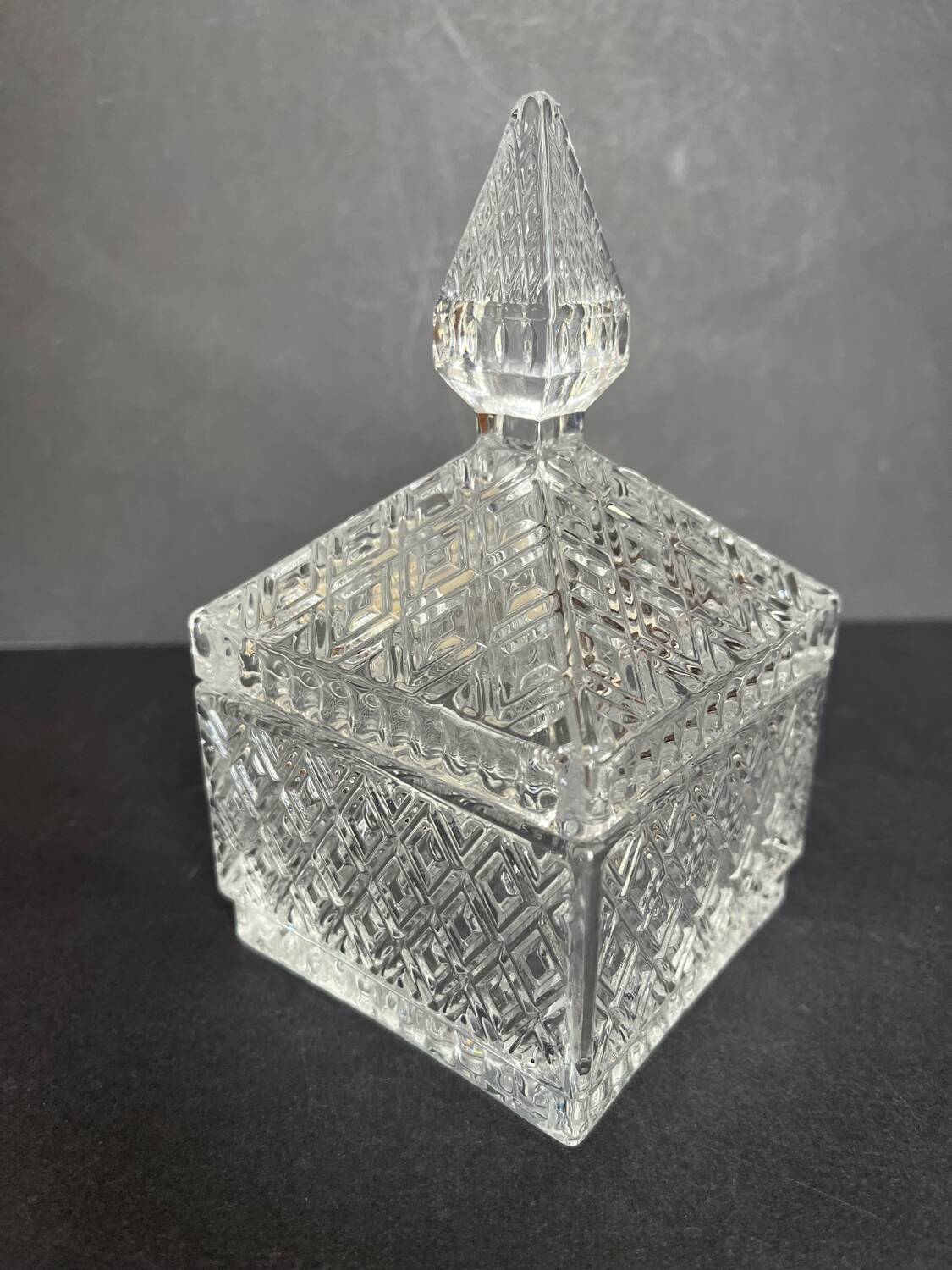 Vintage molded glass candy box