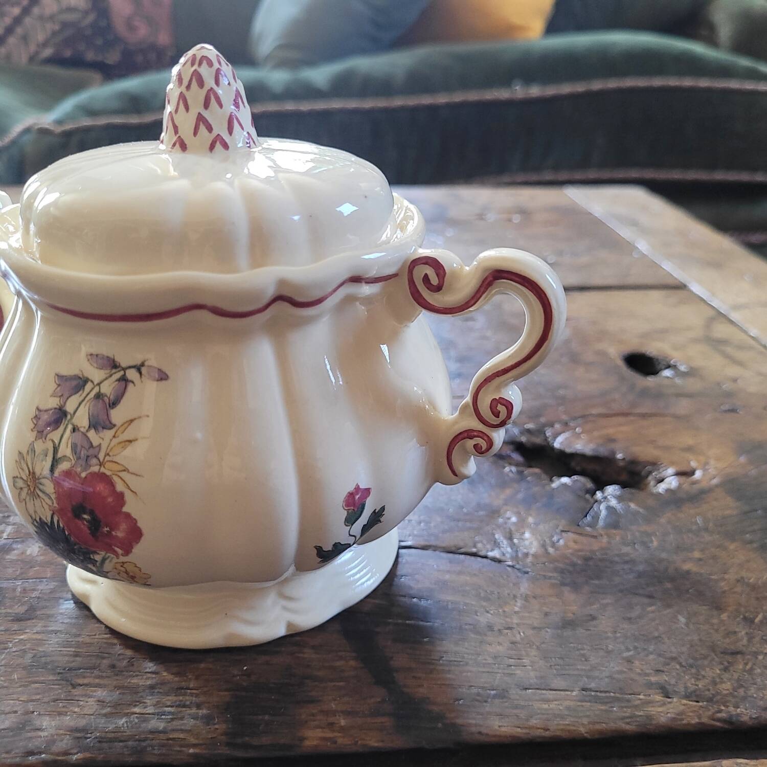 Rustic Sugar Bowl Digoin Sarreguemines 1930