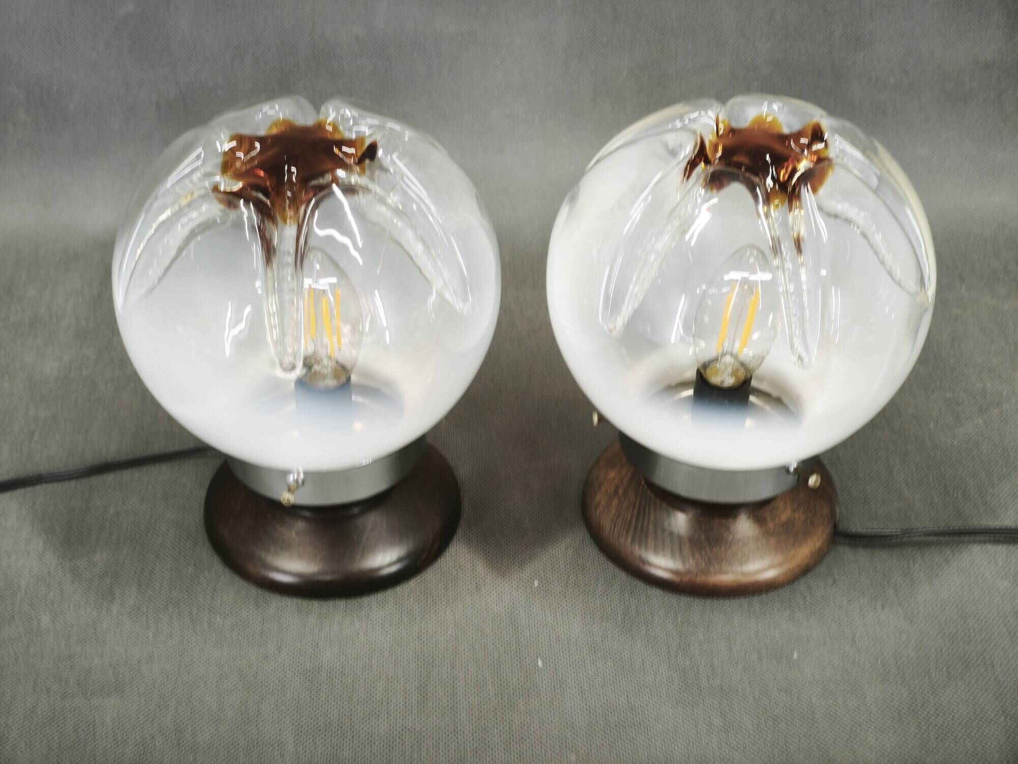 Pair of Murano Glass Table Lamps, Italy, 1950s