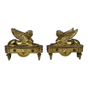 Paire De Chenets Aux