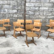 Series of 10 casala children's chairs in vintage light wood