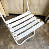 Folding chair in wood and white metal