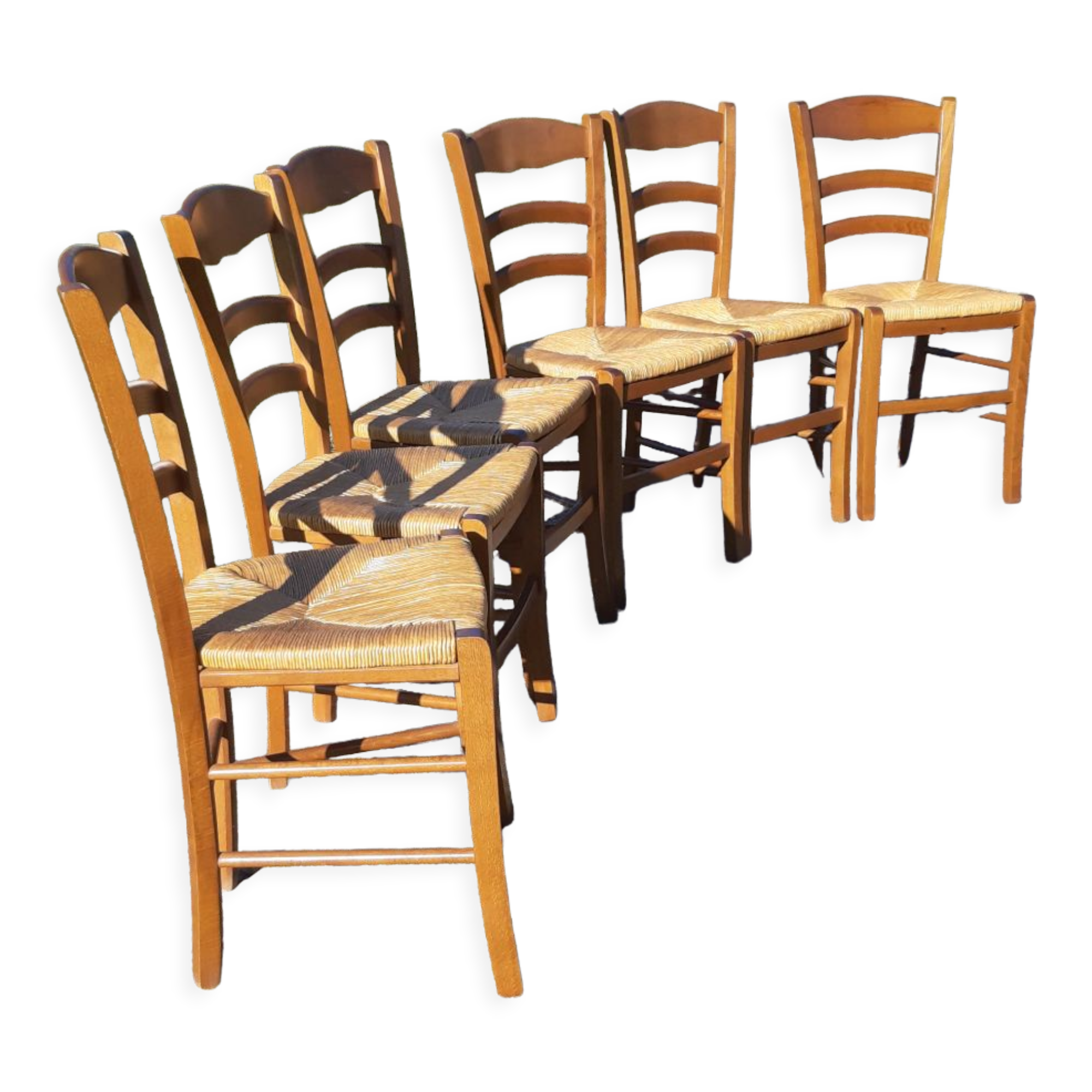 6 straw chairs