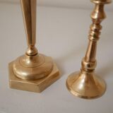 Set of 2 small brass candle holders