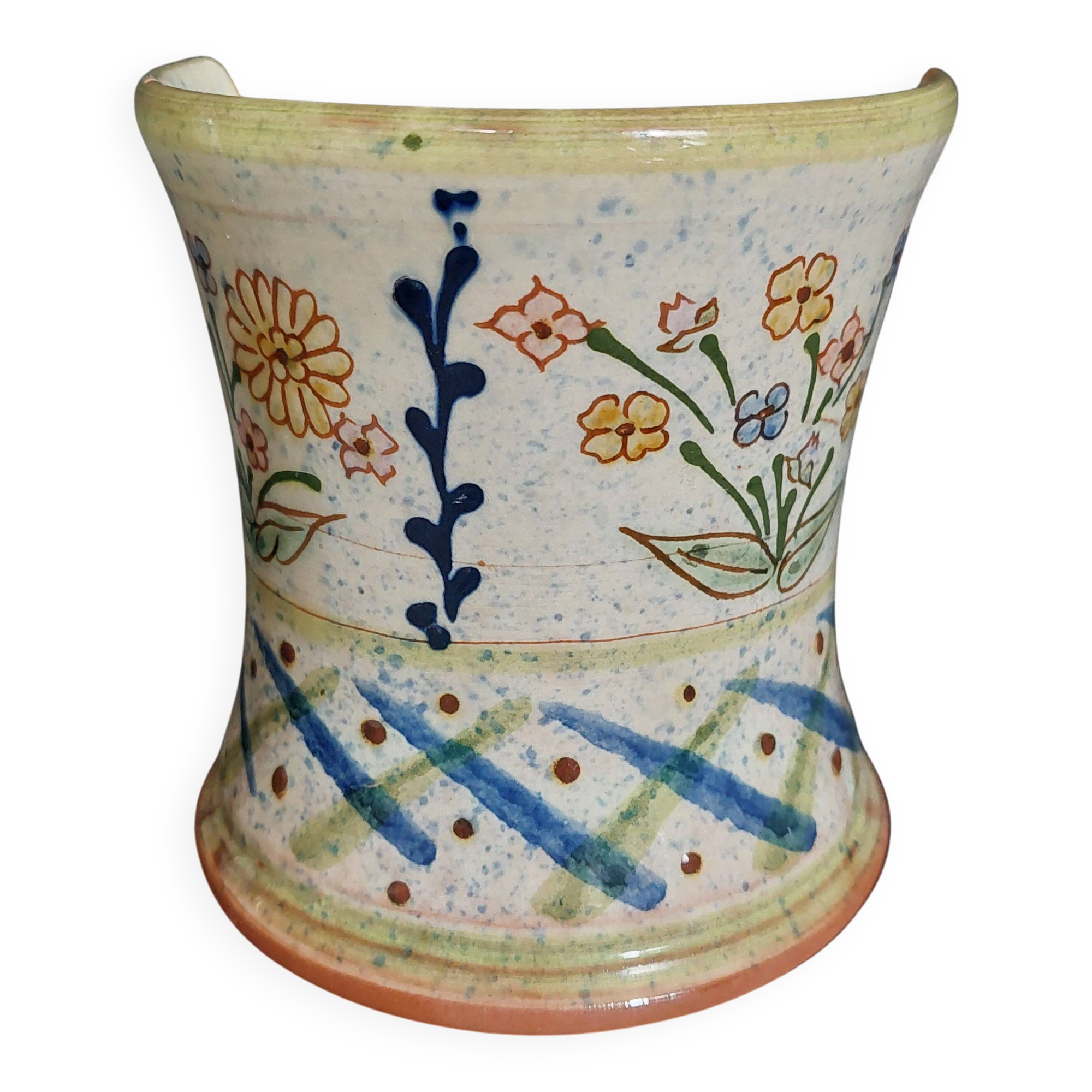 Ceramic tea light holder with signature to identify, 20th century