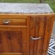 Narrow sideboard, art deco in light walnut, gray marble top