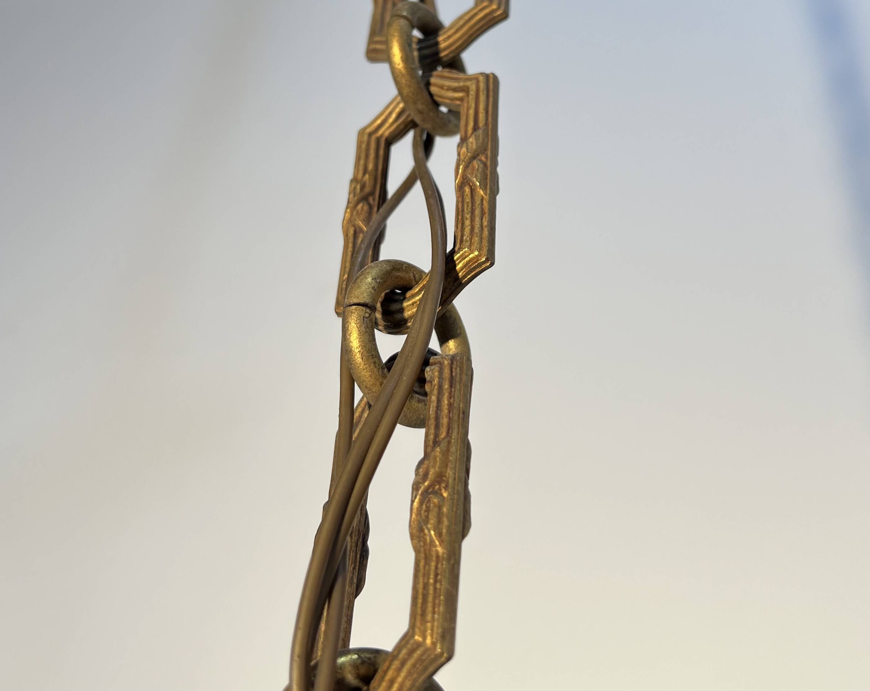 Important six-light chandelier in chiselled gilded bronze, Empire, 19th century