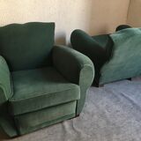 Pair of club armchairs with mustache