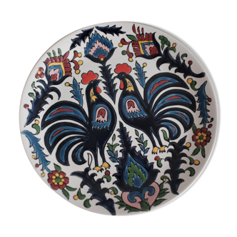 Vintage plate faience enamelled, signed Nassos Rodos-Hellas Hand Made
