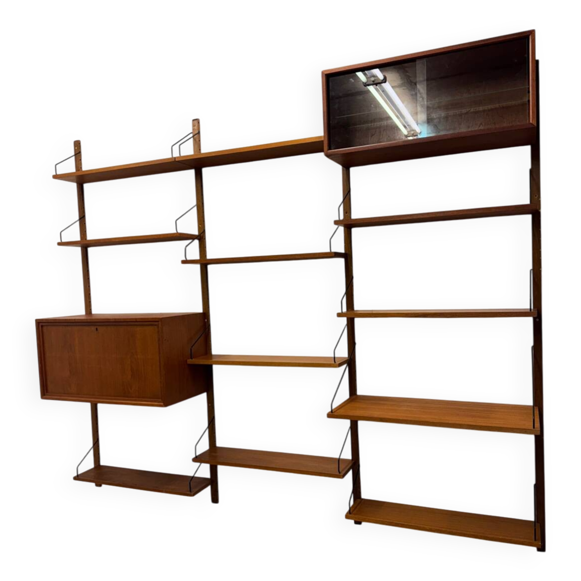Meuble mural scandinave vintage en teck par Poul Cadovius pour Royal System, Cope