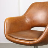 Mid-century brown leatherette swivel chair from Stol