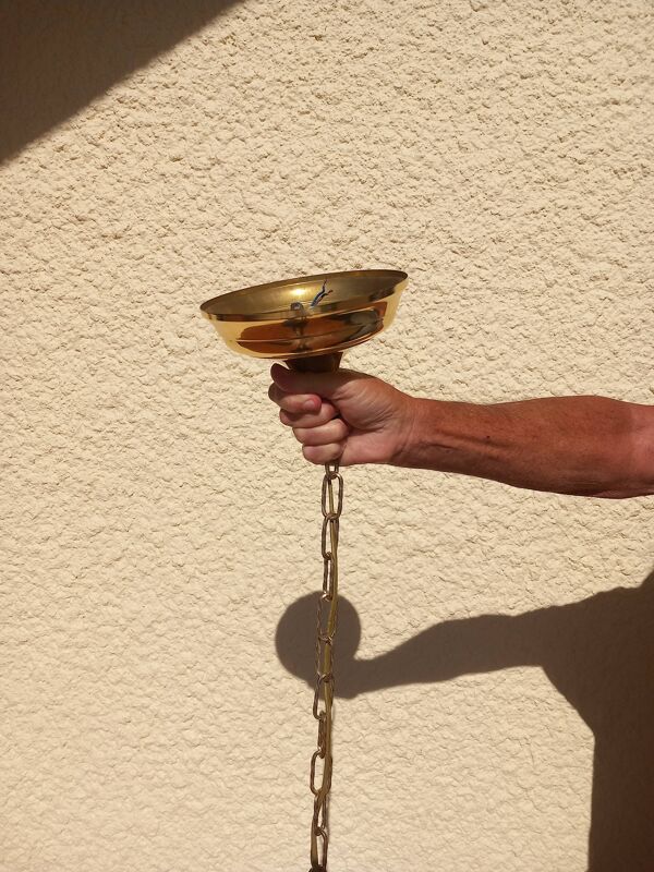 Suspension en laiton et métal bleu