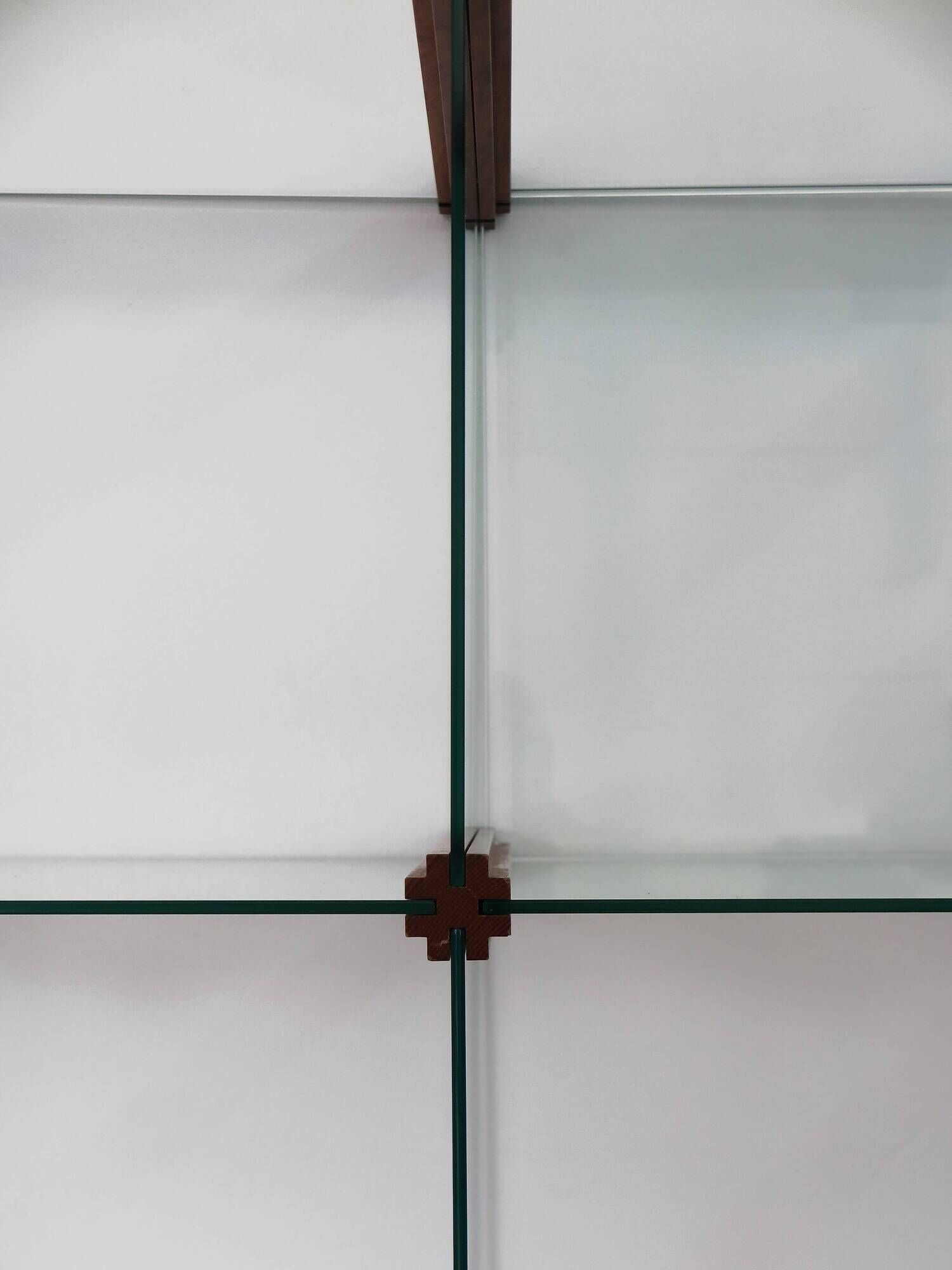 Gallotti & Radice Italian glass and wood bookcase 1980s