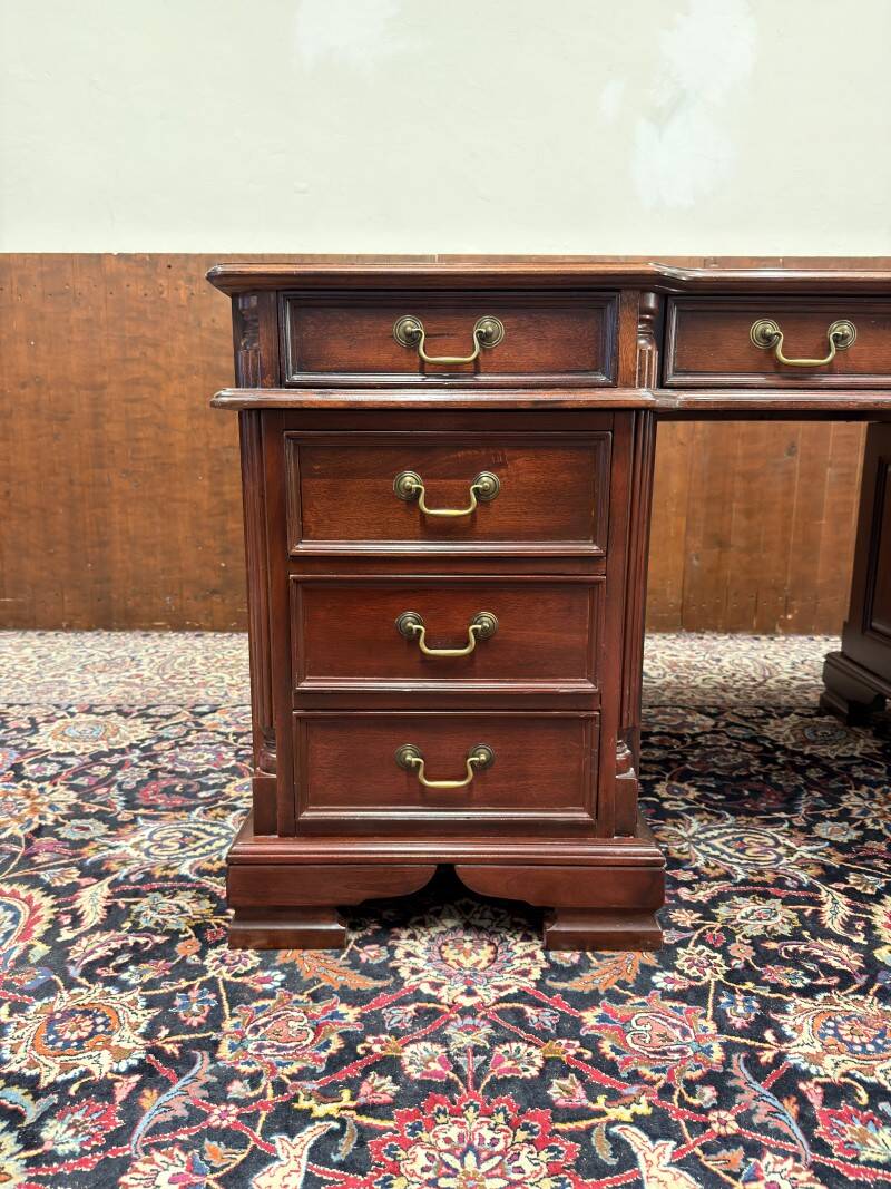 English Chesterfield Desk with Green Leather