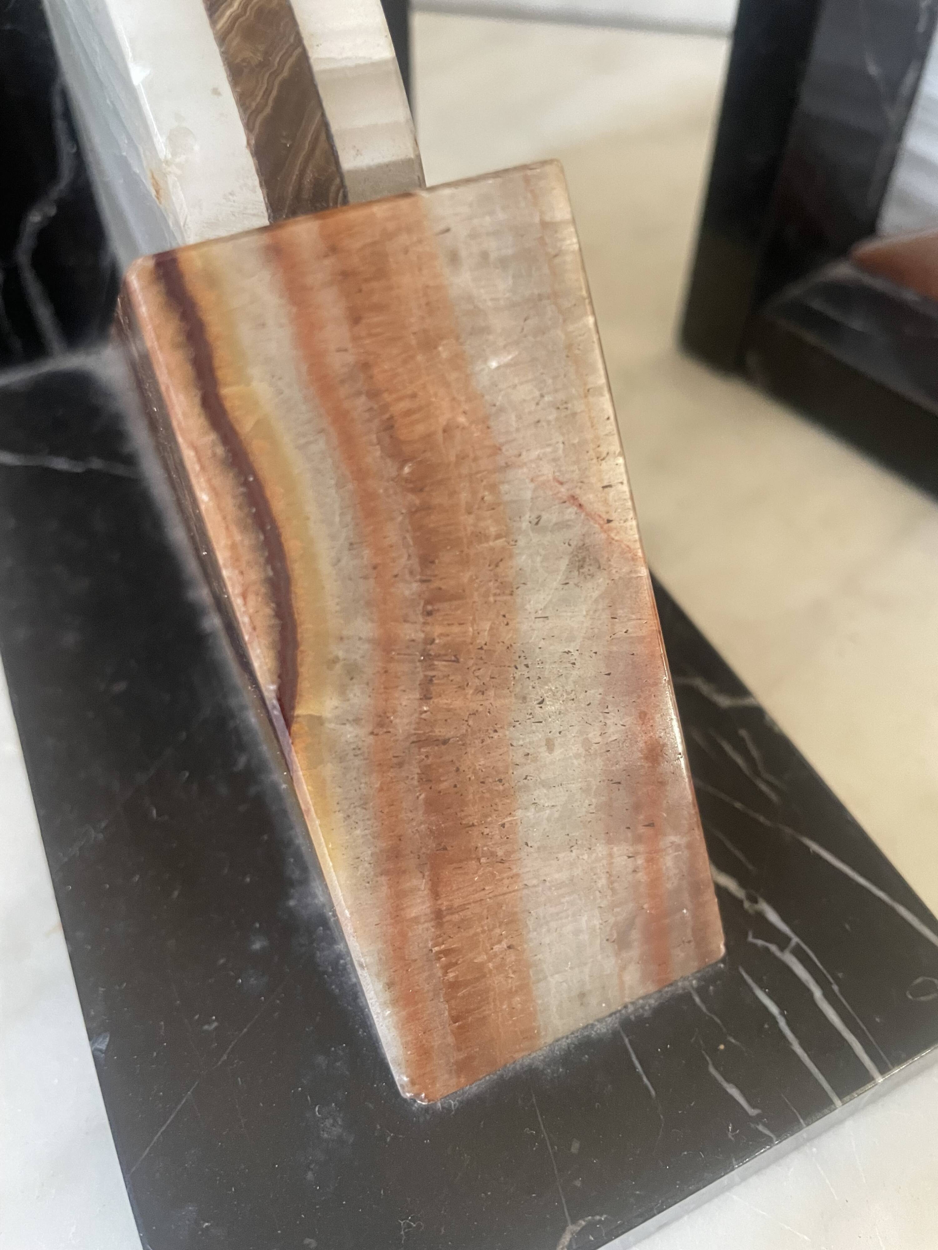 Pair of marble and onyx Art Deco bookends