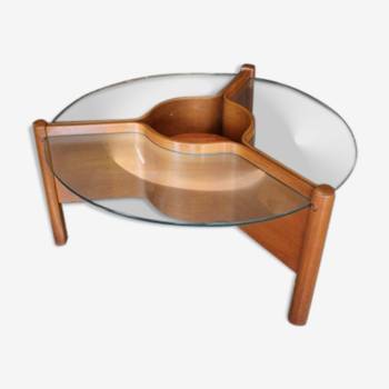 Wooden and glass coffee table 1960