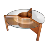 Table basse en bois et verre 1960