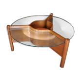 Table basse en bois et verre 1960