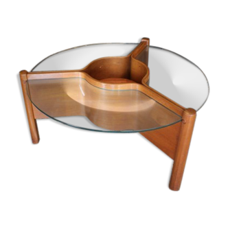 Wooden and glass coffee table 1960