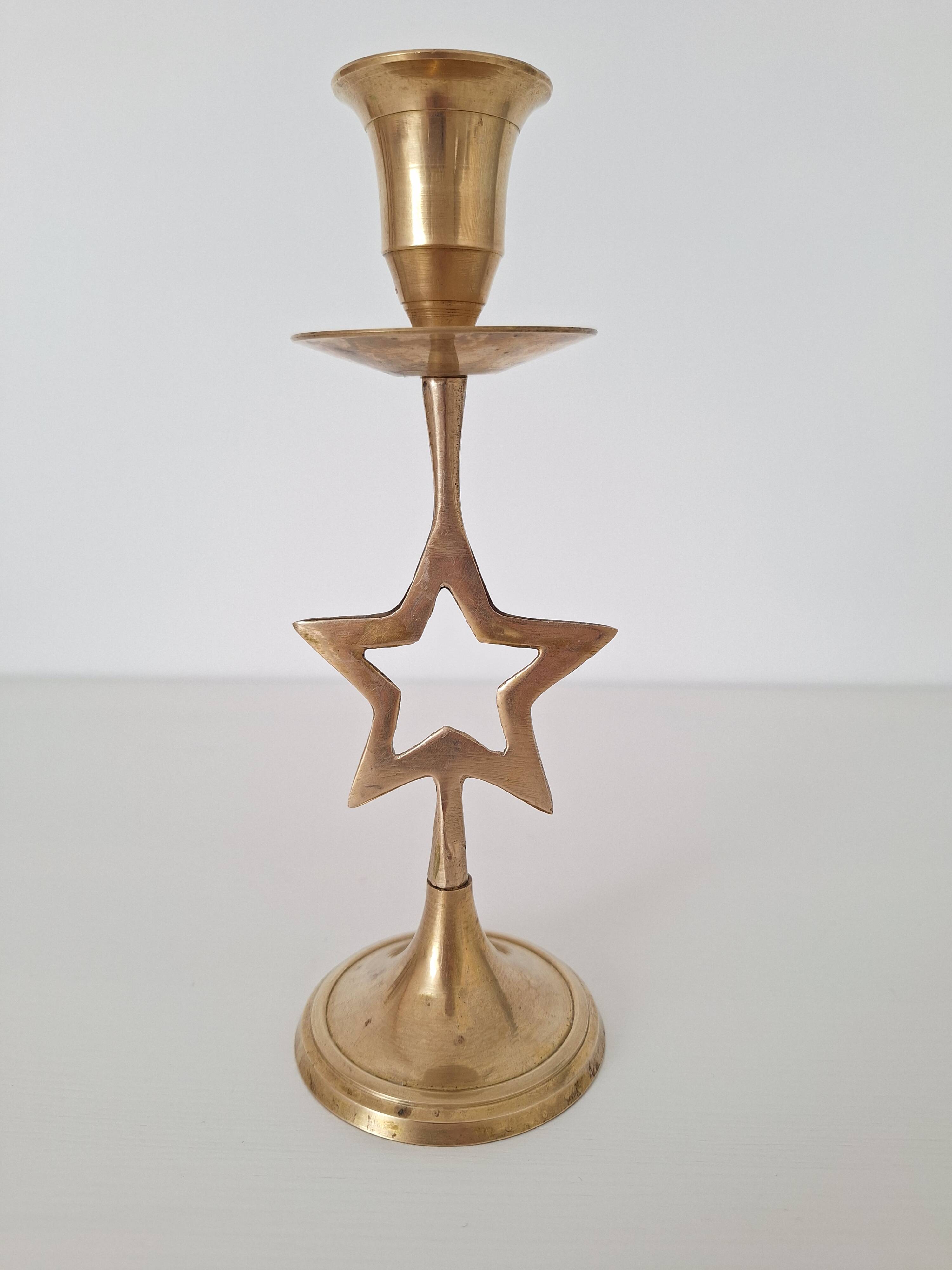 Brass star candlestick