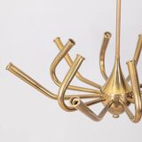 Large 50s vintage brass chandelier with 12 lights italian design