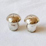 Paire de salière et poivrier en argent 800 en forme de champignon