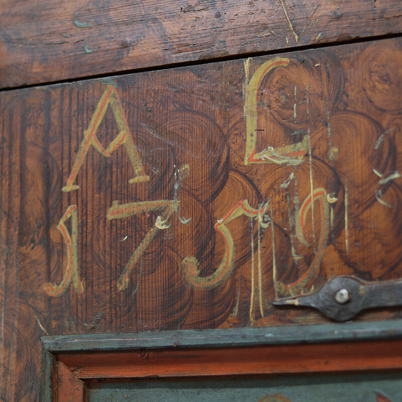 Rustic Farmhouse Folk Art Painted Bridal Wardrobe 1759