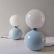 Italian ceramic table lamps with opaline glass shades.