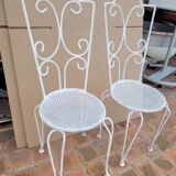 Paire de chaises de jardin ancienne en fer forgé