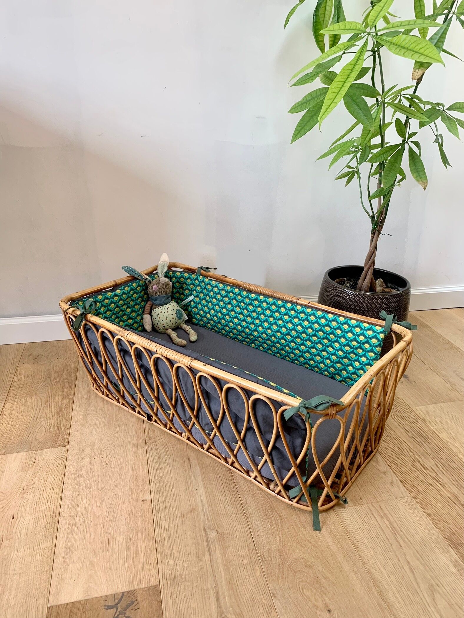 Vintage rattan bassinet