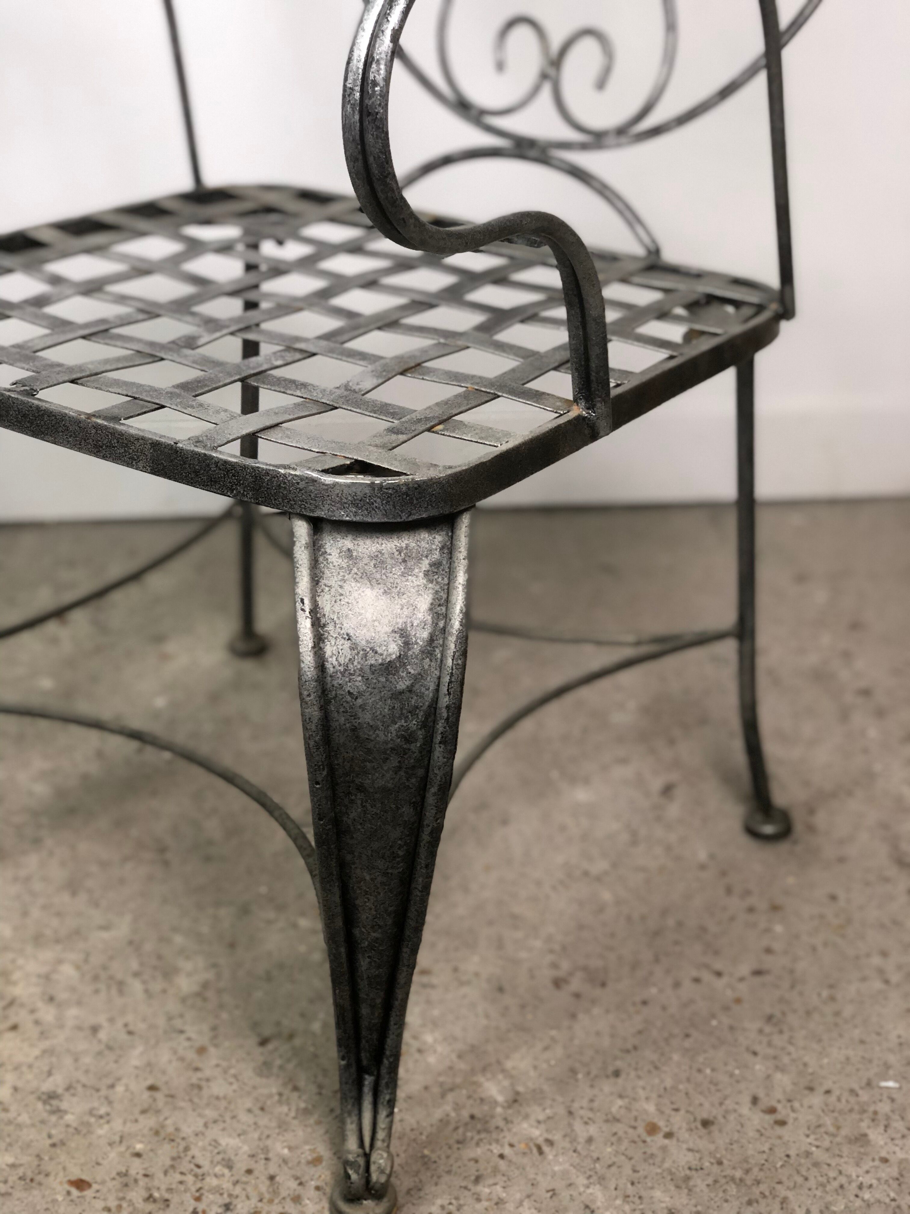 Garden chairs and armchairs (series of 4) vintage 1980 in wrought iron