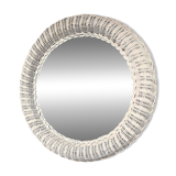 Miroir rotin blanc 1970 France objet décoration entrée Chambre grand Miroir