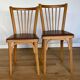 Four chairs Baumann 1960 with bars seated skaï brown label