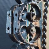 Vintage Black Wrought Iron Triptych Mirror