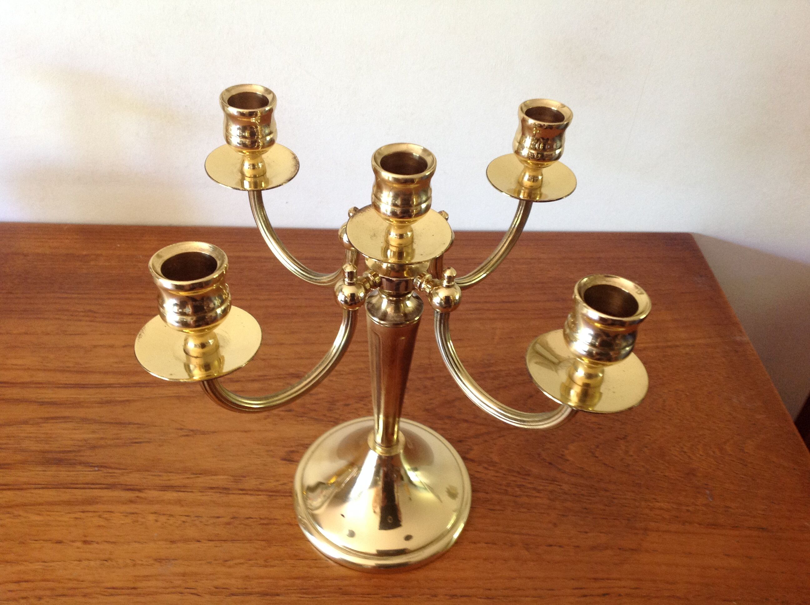 Antique bronze candlestick gilt brass 5 candles