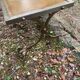 Industrial coffee table in silver wrought iron and leather, 1970s