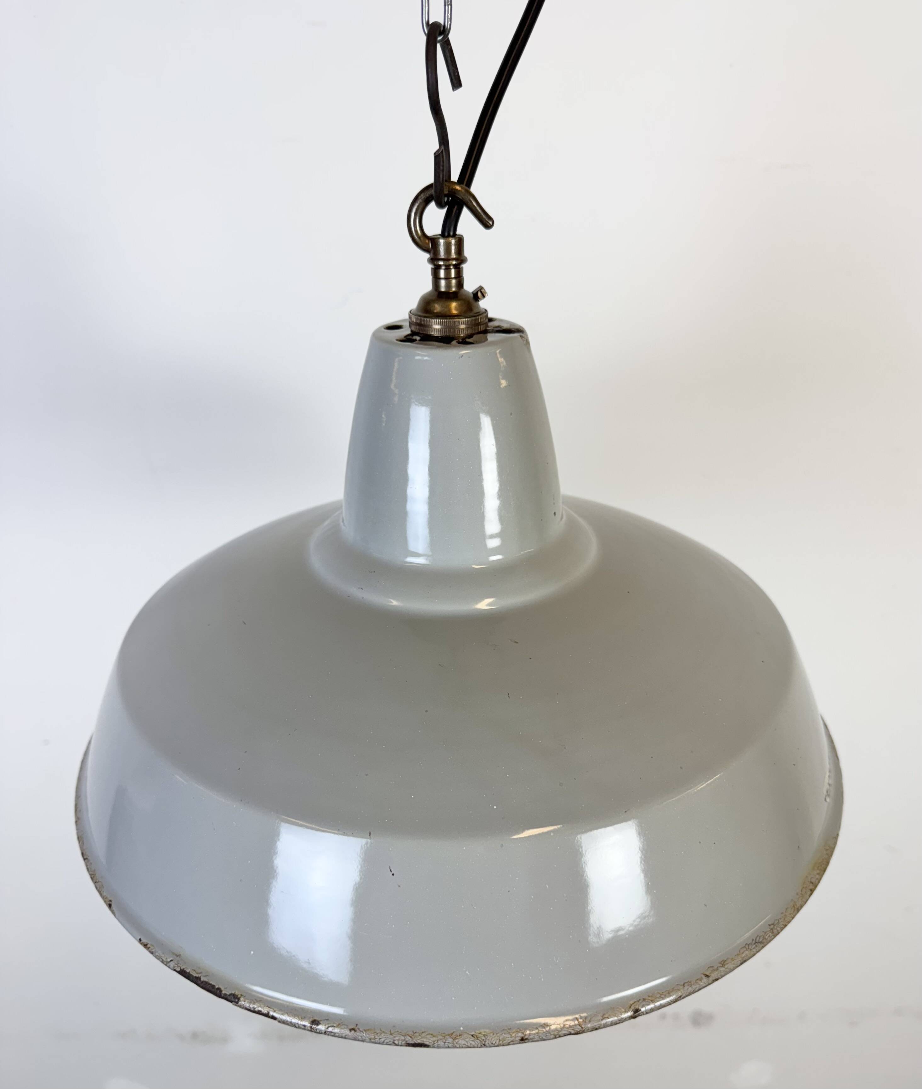 Industrial Grey Enamel Factory Pendant Lamp from Thorlux, 1960s