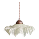Art Deco pendant light in speckled green and white pleated glass, 1920s-30s.