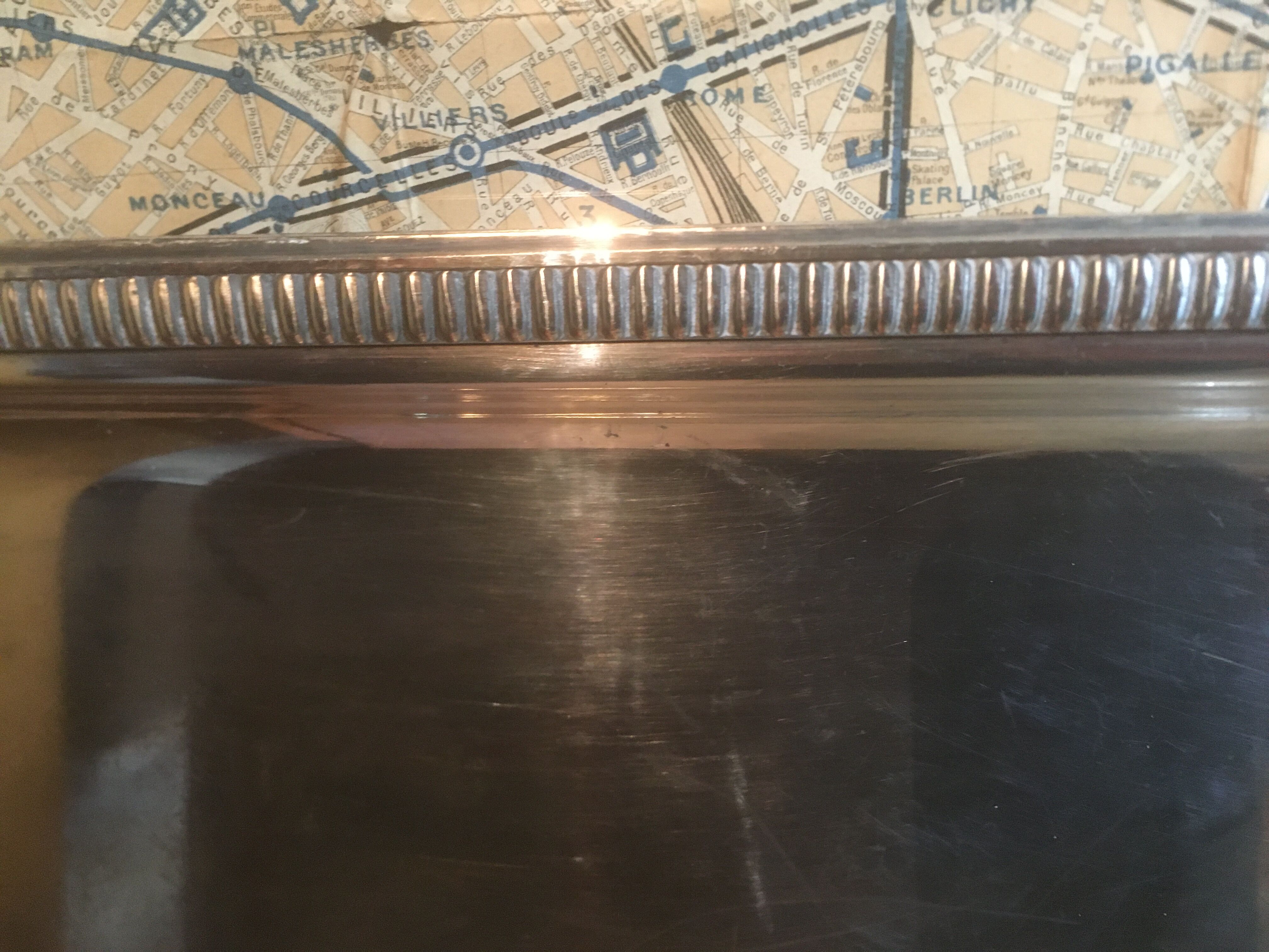 Silver metal service tray 80s
