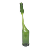 Green Negrita rum bottle atypical distorted decanter vase