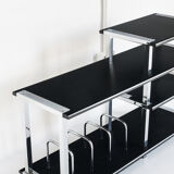 Vintage Hi-Fi furniture in lacquered wood and chrome iron, Spain, 1980