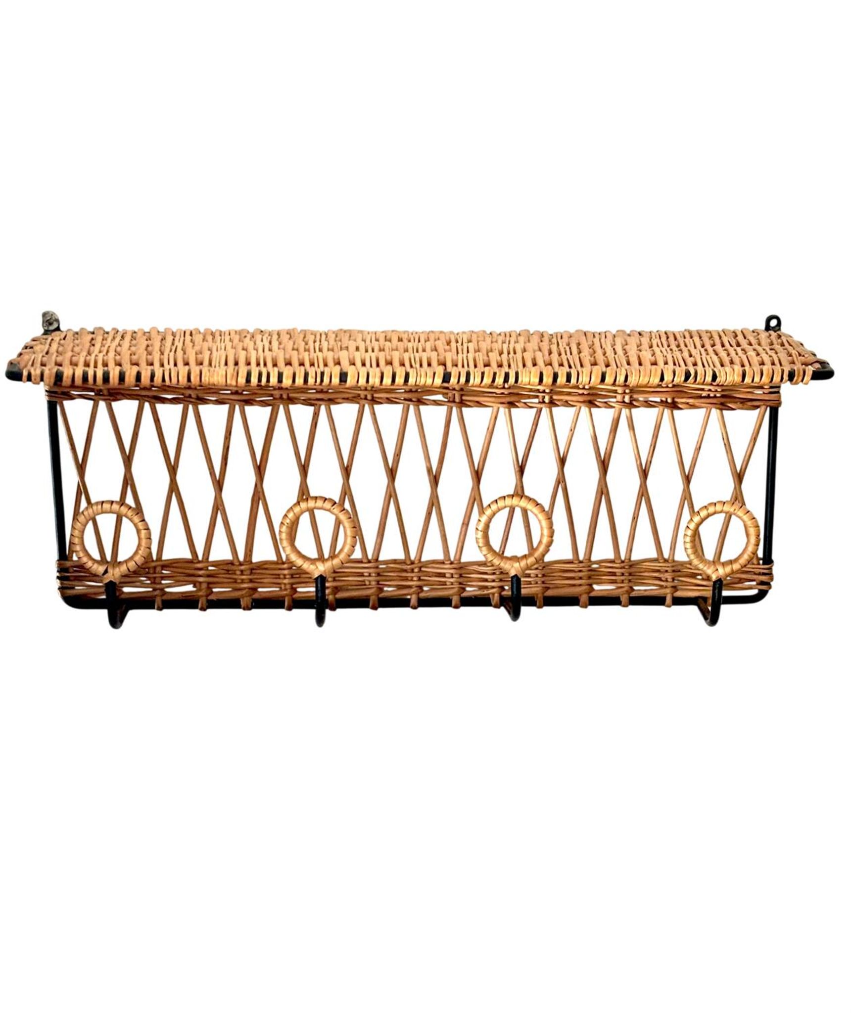 Porte manteau en fer et rotin Jacques Adnet 60s