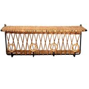 Porte manteau en fer et rotin Jacques Adnet 60s