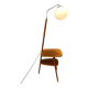 Art Deco floor lamp with milky glass and side table, Thonet, 1950s – Czechoslovakia