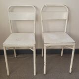 Pair of patinated white metal chairs